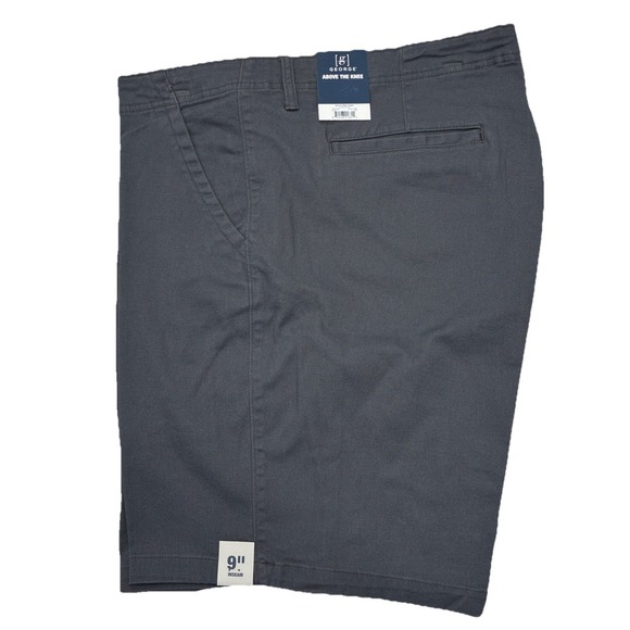 George Other - Men's Shorts Size 42 George Zip Charcoal Sky Gray Above The Knee 9" Inseam NWT